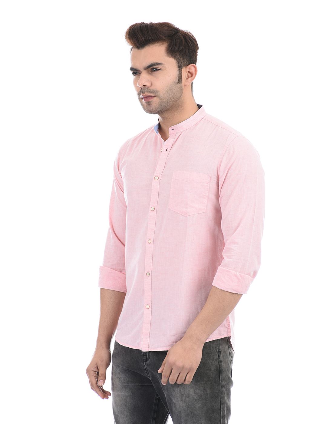 Pepe Jeans Men Casual Wear Pink Solid Shirt